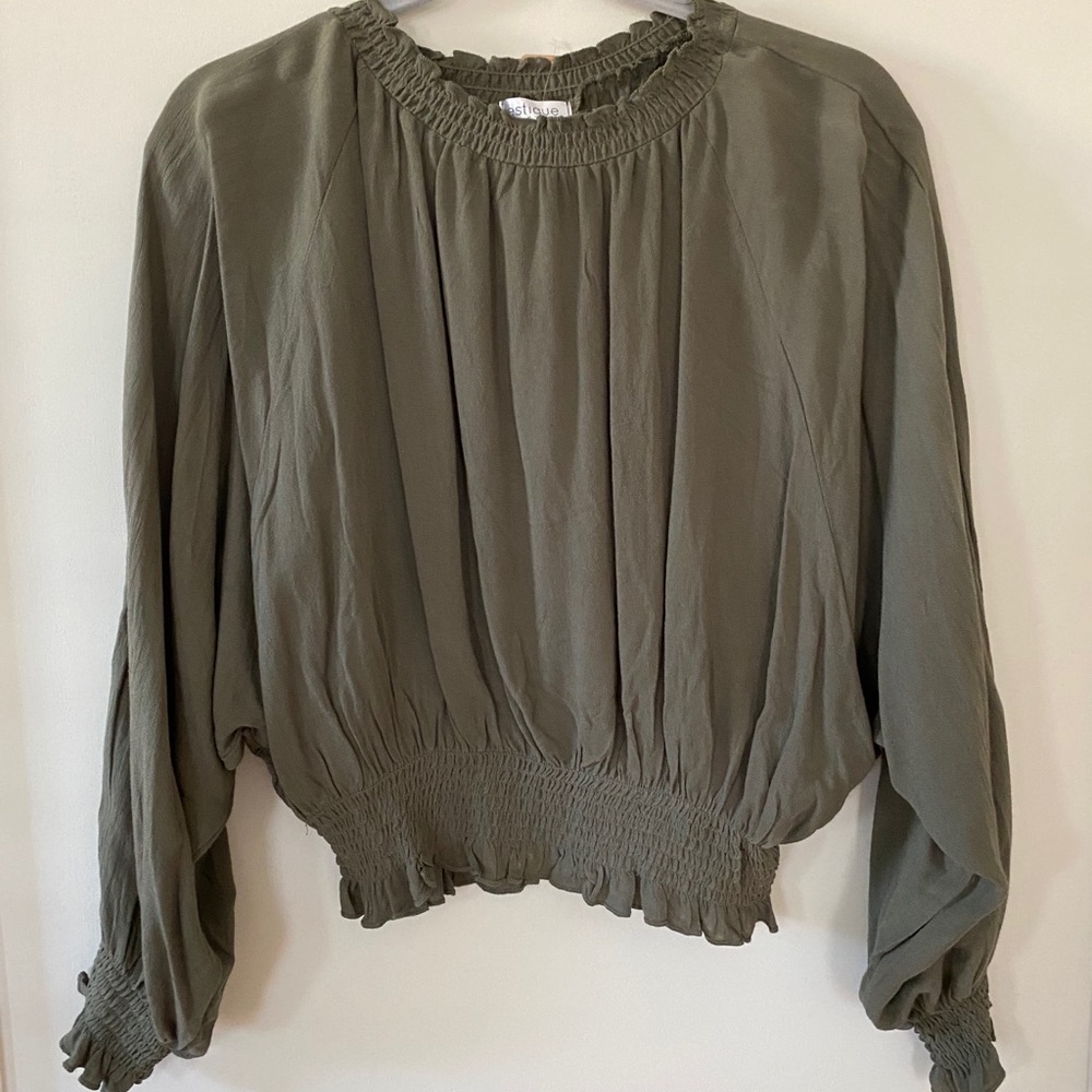 Olive Green Cropped Blouse